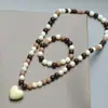 Novo conjunto de colar colorido em formato de coração para crianças, colar e pulseira de princesa para meninas, conjunto de 2 peças, acessórios fofos e adoráveis, atacado