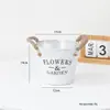 Corda de Cânhamo Escovada Branca Vaso Antigo Vintage Vasos Criativos para Varanda Plantio de Plantas Suculentas Verdes Conjunto de Vasos Letra Ferro Redondo Vaso de Flores