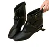 Hebilla de cinturón moderna y elegante, botas de caballero para mujer, colección de otoño 2026, punta cuadrada, botas de moda ajustadas