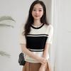 Moda Coreana Suéter de Manga Corta que Reduce la Edad 2025 Verano Nuevo Diseño para Mujer Elegante Sencillo Chic Top