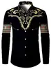 Camisa de Manga Larga Estilo Étnico Africano para Hombre Retro Dashiki Estampado Digital Cárdigan con Solapa Top Casual