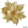 Novo Produto Flor de Natal com Pó Dourado 14cm Decoração de Natal Flor Flor Artificial Acessórios para Guirlanda de Natal Decoração de Árvore de Natal