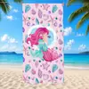 Temu Best-Selling Transfronterizo Vida Marina Lindo Dibujo Animado Sirena Toalla de Baño para Niños Microfibra Impresa Toalla de Playa