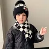 Chapéu de Inverno Infantil Estilo Coreano Novo Xadrez Fashionável Bebê Quente Gorro de Tricô Cachecol Proteção para Orelhas Chapéu Quente