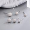 Aretes de Plata Esterlina 999 Esmerilados para Mujer Pequeños Pequeños Redondos de Cuentas Aretes de Poste para la Oreja para Dormir Recogida Libre Aretes de Plata Moda