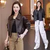 Jaqueta curta estilo retro americano com gola de lapela, 2026 elegante para o trabalho moda outono novo versátil casaco superior