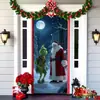 Popular Transfronteiriço Monstro Peludo Verde Grinch Pendurado Capa de Porta Pano de Fundo Decoração de Porta de Casa Pano Pendurado para Atmosfera Festiva Pendurado