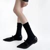 Meias de Outono e Inverno Série Miu Estilo Passarela Retalhos Largas Acima do Joelho, Meias de Cano Médio Estilo Ins, Meias de Cano Médio Camadas Estilo Preguiçoso para Mulheres