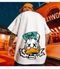 Camiseta Trendy de Dibujos Animados Estilo Hip-Hop Americano Oversized para Hombre, Corte Holgado, Talla Grande, Extra Grande, Manga Corta