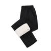 Pantalones de Madre Otoño e Invierno Pantalones para Mediana Edad Talla Grande Talla Extra Imitación Borreguito Sueltos Forrados de Felpa Gruesos Pantalones Rectos para Abuelita Gordita