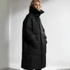 Casaco casual estilo europeu e americano, casaco de algodão de inverno, gola alta, elegante casaco longo de algodão, jaqueta de algodão de corte solto, vestuário feminino transfronteiriço para exportação