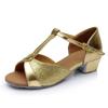 Zapatos de baile latino de tacón alto para niñas, zapatos de actuación en el escenario dorados con suela suave para niñas, zapatos de baile para niñas, una generación de cabello