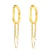 Pendientes de Aro Ovalado con Borla de Cadena para Cruzar la Frontera Joyería Diseño de Nicho Ins Pendientes Asimétricos Pendientes de Acero Inoxidable