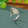 Yilu Silver S925 Sterling Silver Hetian Jade National Tide Esmalte Golden Cigarra Bamboo Leaf Ring Novo Estilo Étnico Chinês Anel de Cigarra