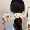 Goma para el pelo plisada floral dulce de alta gama para coleta, moño o diadema para mujer