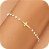 Amazon Comercio Exterior Pulsera con Colgante de Cruz Estilo Simple Nuevo Moda Versátil para el Trabajo Cadena de Muñeca en Capas para Mujer