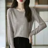 Nueva camiseta básica de punto de cuello redondo para mujer estilo coreano, suéter pullover ajustado de primavera al por mayor, forro polar Andy para mujer, transfronterizo 2025