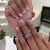 Peças de Unha Quentes Transfronteiriças Estilo Europeu e Americano Manicure Francesa Patch Pó Cor de Contraste Preto Explosões de Comércio Exterior Unhas Postiças Produtos Acabados