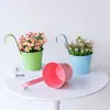 Maceta colgante de metal grande personalizada tipo cubo para barandillas de balcones interiores, maceta colgante sin agujeros para suculentas y plantas verdes, maceta colgante de pared
