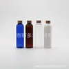Botella de plástico PET redonda de 150 ml con hombros redondeados, tapa de aluminio, tapa metálica, botella con tapón interior, cosméticos de viaje, agua de rocío puro, botella separada