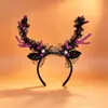 Tocado de Halloween Sombrero Mágico de Bruja Diadema Decoración de Maquillaje Diadema de Encaje Horquilla de Calabaza Accesorio para el Cabello de Fantasma