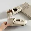 Sapatos femininos de couro estilo sapatilha bico redondo com sola grossa, novo modelo outono 2026, sapatos Mary Jane franceses retrô com sola macia que aumentam a altura