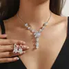 Nuevo Collar de Pedrería Transfronterizo, Set de Tres Piezas de Lujo Ligero de Nicho, Accesorios de Boda Europeos y Americanos, Elegante Juego de Joyería para Novia