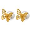 Pendientes de perlas elegantes y exquisitos con forma de mariposa hueca, ligeros, de lujo, pequeños, exquisitos, versátiles, de moda, de gran sentido, con pasador de plata