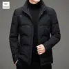 Estilo Novo Outono e Inverno Roupas Masculinas em Estoque, Jaqueta Casual Quente Espessa com Gola Alta e Zíper de Pato Preto