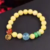 Pulsera de Cera de Abeja Natural, Pulsera de Aguamarina Roja del Sur para Mujer, Plata 925 Gruesa Chapada en Oro