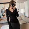 Figura Oficial Precio Real Camisa Base Diosa para Mujer Otoño e Invierno Ajustado Adelgazante Cuello en V Encaje Top con Interior