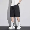 Pantalones Cortos de Verano para Hombre de Seda de Hielo, Delgados, Holgados, Rectos, con Cintura Elástica, Rayados, de Secado Rápido, Casuales, de Longitud Media