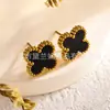 Pendientes de trébol de cuatro hojas para mujer, muy vendidos, no se decoloran, 13MM, tachuelas, joyería para orejas de acero de titanio, simple, de lujo ligero, pequeña y de nicho