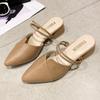 Sandálias Baotou para Mulheres, Uso Externo de Verão, Elegantes com Saias, Salto Grosso, Bico Fino, Meia-Sandálias, Sapatos de Salto Alto