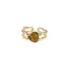 Anillo Retro Maillard Ojo de Tigre Otoño e Invierno para Mujer Anillo de Dedo Índice de Nicho de Gama Alta Anillo de Moda Personalizado Joyería de Mano
