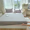 Capa de cama de peça única, espessa, classe A, cor sólida, algodão lavado 60 fios, qualidade para maternidade, capa de cama imitação de algodão puro para o verão