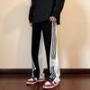 Novas calças retas listradas com costura, estilo coreano, soltas, da moda, para todos os estilos, calças compridas casuais de perna larga, da moda