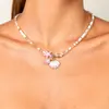 Venta Caliente Transfronteriza Estilo Vacaciones en la Playa Cuentas de Arroz Estrella de Mar Natural Caracola Collar Pulsera de Concha de Perlas Hecha a Mano Juego