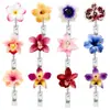 Porta-credencial acrílico retráctil giratorio de flor de orquídea, fácil de jalar, para personal médico, clip para credencial, hebilla de fácil extracción, regalo