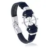 Pulsera Tejida de Cuero con Timón de Aleación Creativo y Único Europeo y Americano, Pulsera Sencilla y Versátil para Hombre, Joyería Más Vendida Transfronteriza
