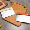Cortador de massa de madeira de faia, raspador de massa de aço inoxidável, raspador de macarrão de arroz, faca para cortar massa, raspador de bolo, ferramenta raspadora para confeitaria