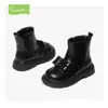 Botas de Couro Snuffy para Meninas Couro Genuíno 2025 Outono e Inverno Novo Estilo Botas Curtas Quentes com Forro de Lã Botas Martin Style Princesa para Meninas