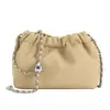 2023 Nova Bolsa Nuvem Plissada Contas Douradas Corrente de Metal Cor Sólida PU Bolsa Feminina Bolsa de Ombro Bolsa Transversal Estilo Chanel