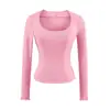 Súper delgada con sensación transparente~ Top de camiseta sexy de manga larga ajustado para mujer verano cuello U grande capa base ajustada top de puro deseo