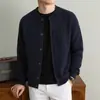 Suéter Cárdigan Casual de Punto Grueso de Color Sólido con Cuello Redondo para Adolescentes, Chaqueta de Punto de Manga Larga, Al por Mayor