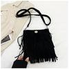 Bolso de hombro con borlas para mujer, bandolera de gran capacidad, estilo coreano, otoño e invierno, 2024