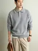 Yingao Polo de Punto Jacquard Otoñal con Cuello de Solapa para Hombre Holgado Casual Manga Larga Estilo Old Money Transfronterizo Ropa para Hombre Suéter