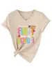 Feliz Primer Día de Amazon Ebay Sitio Independiente Moda Casual Camiseta de Manga Corta con Cuello en V para Mujer Capa Base