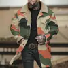 Chaqueta Larga de Algodón Marrón con Botones Blancos, Producto Nuevo Digital de Impresión 3D Multicolor Transfronterizo Europeo y Americano