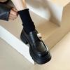 Real fivela de metal de couro macio Mary Jane sapatos de couro 2024 primavera novo fundo grosso estilo britânico loafers sapatos individuais